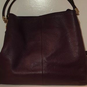 COACH Madison Leather Phoebe Plum Shoulder Bag